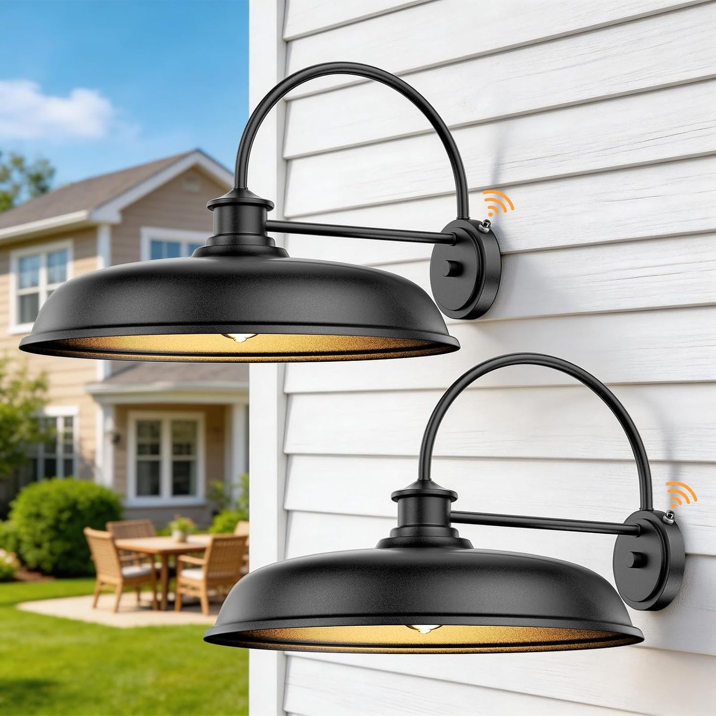 Luz granero cuello cisne 16pulg rústica para porche