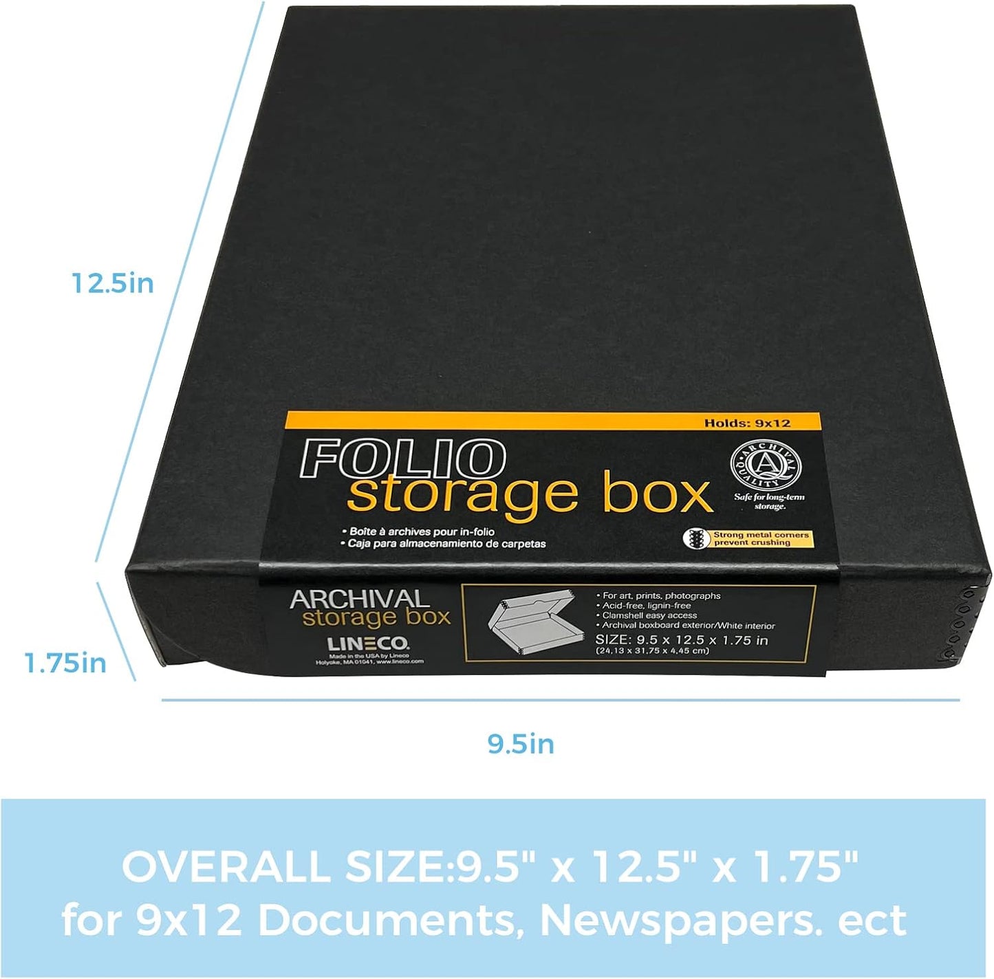 Caja almacenamiento folio metal 9.5x12.5pulg