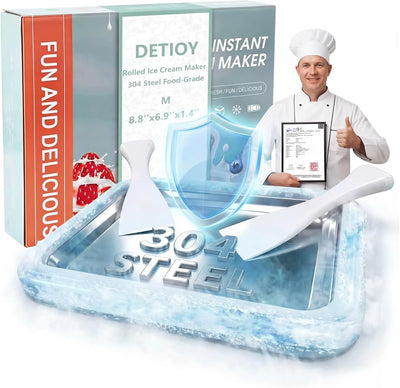 Kit máquina de helados enrollados de acero inoxidable con 2 raspadores