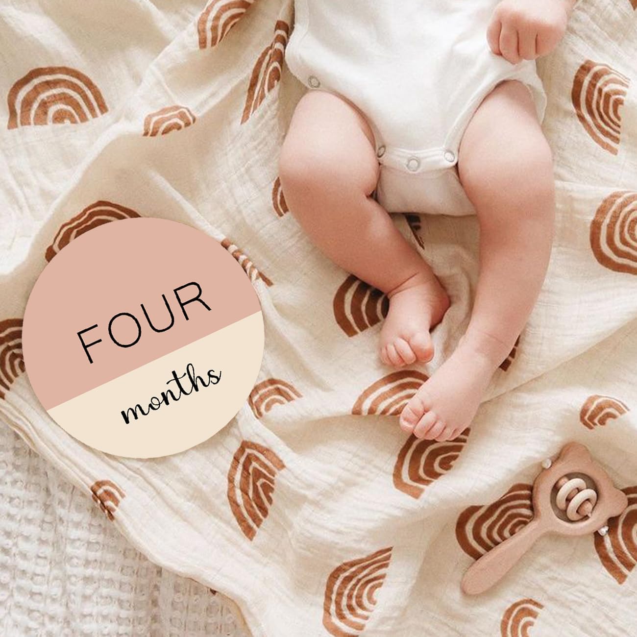 6 Pzas Círculos Madera Bebé Doble Cara Tonos Cálidos
