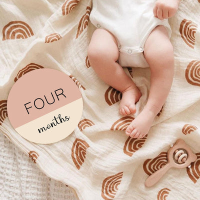 6 Pzas Círculos Madera Bebé Doble Cara Tonos Cálidos
