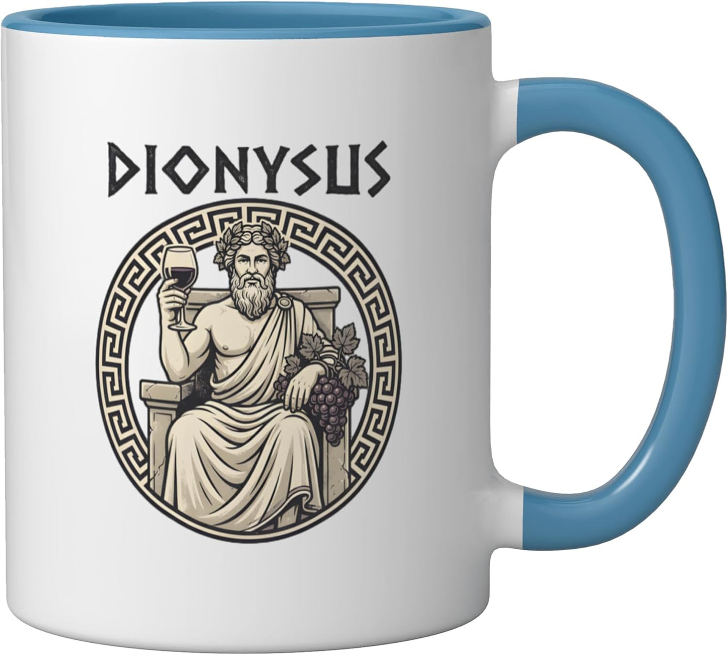 Taza Cerámica Dionisio Mitología Griega Azul/Blanco