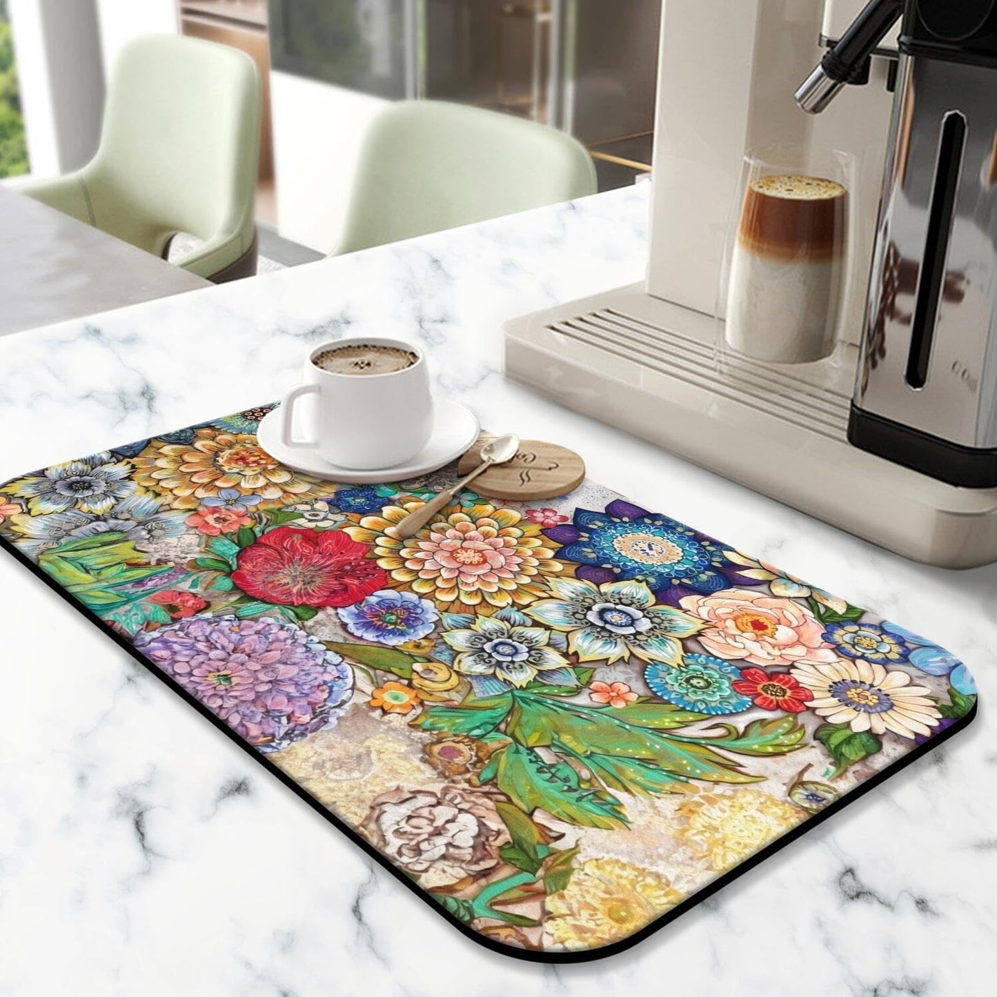 Alfombrilla de café 19 x 12 pulgadas absorbente antideslizante
