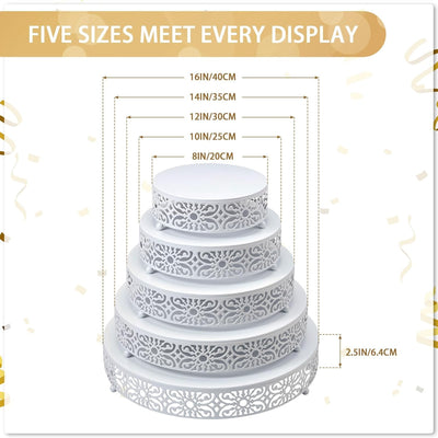 5 Soportes Metal Tartas 8-16pulg Redondo para Boda Fiesta