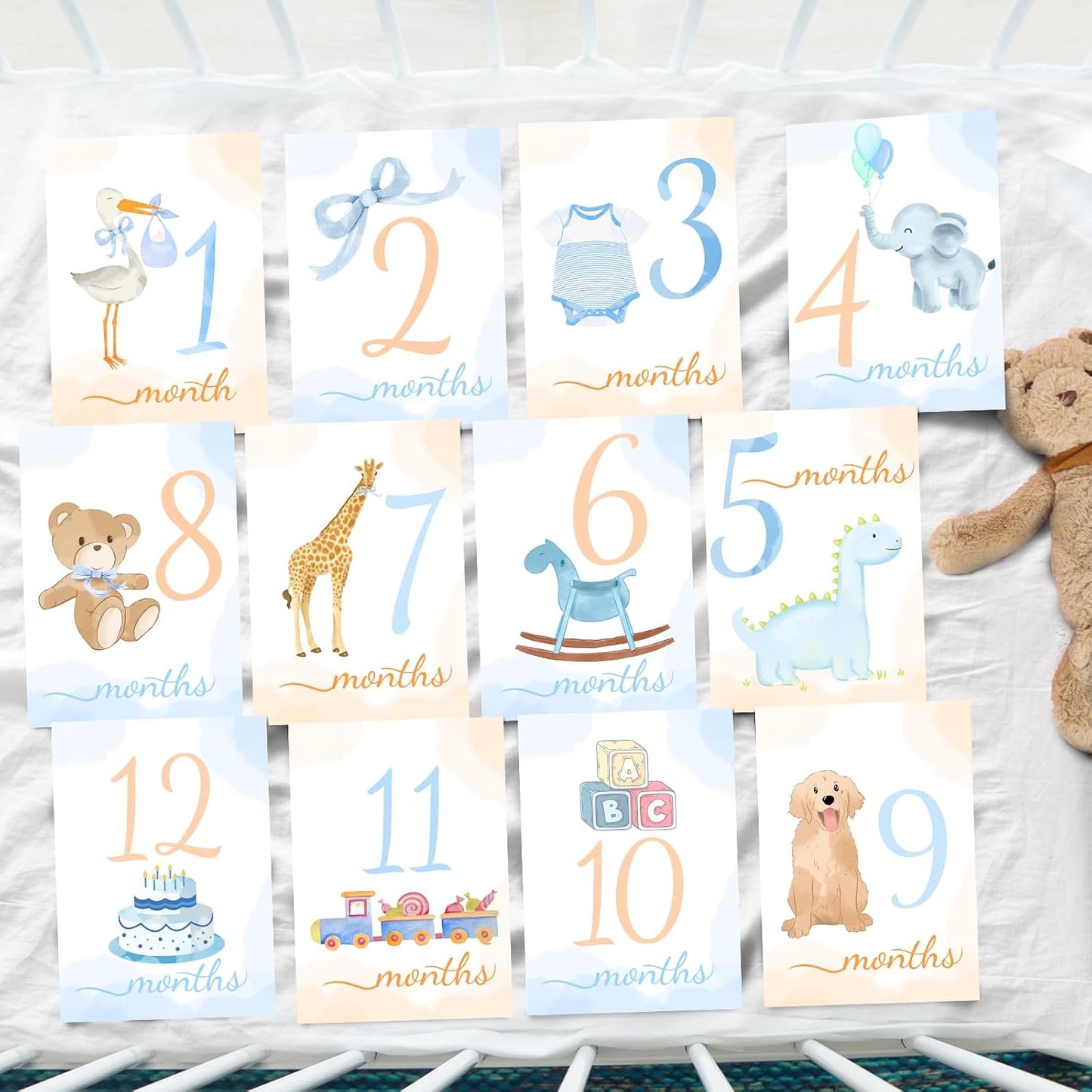 Tarjetas hitos mensuales para bebé regalo recién nacido