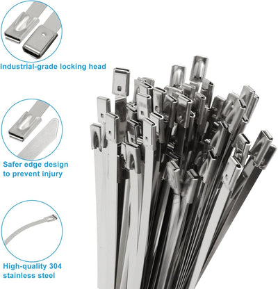 100 Bridas Acero Inox 304 Autobloqueantes 24pulg Resistentes