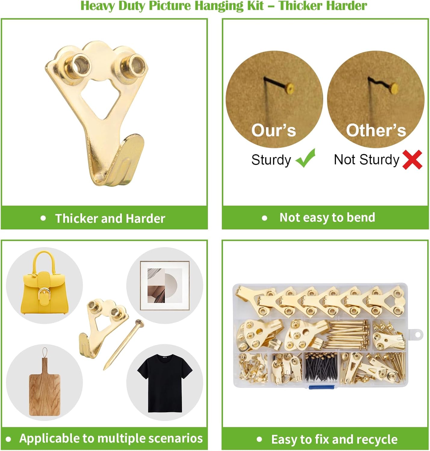 Kit colgar cuadros ganchos clavos surtidos con estuche