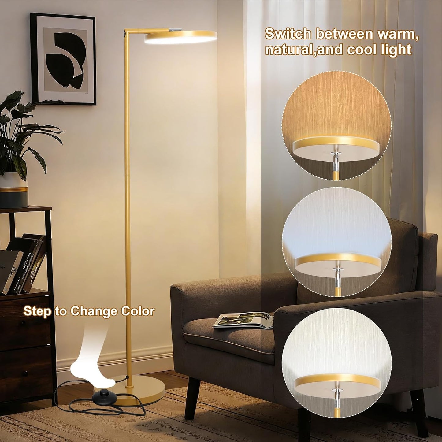 Lámpara pie LED plegable 90 grados control remoto sala estar