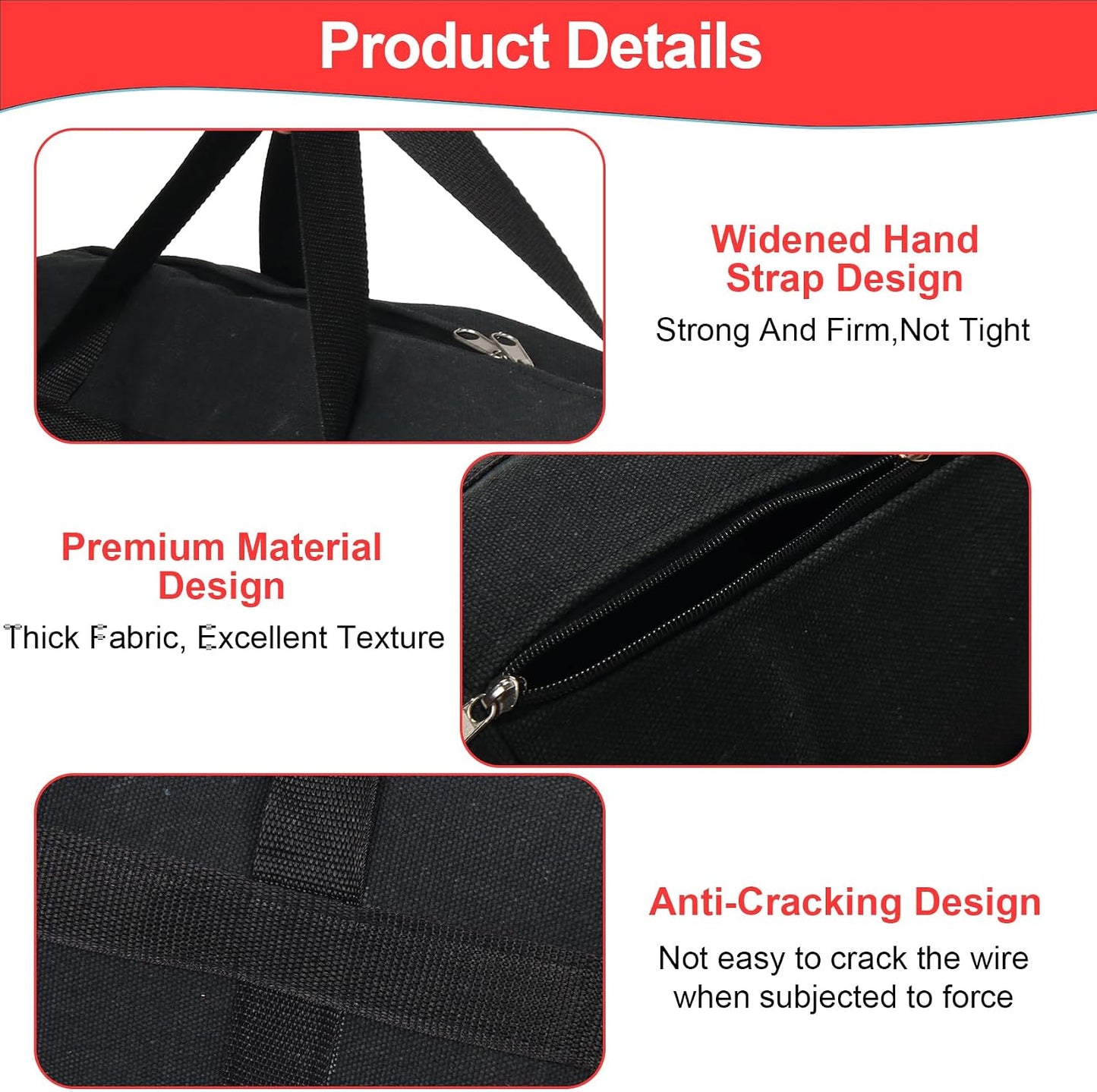 Bolsa herramientas parrilla lona negra 60x24x24cm cremallera