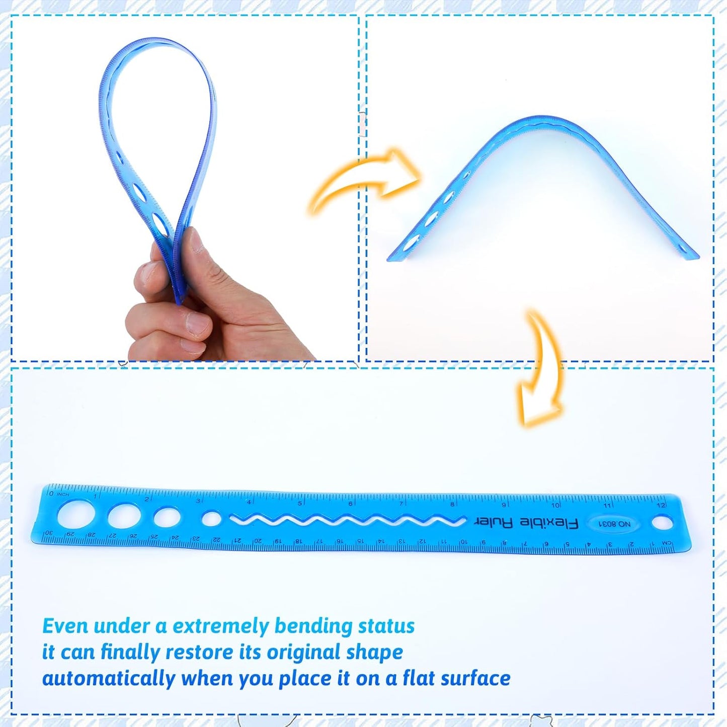 Set 2 Reglas Plástico Flexibles 12pulg Rojo Azul