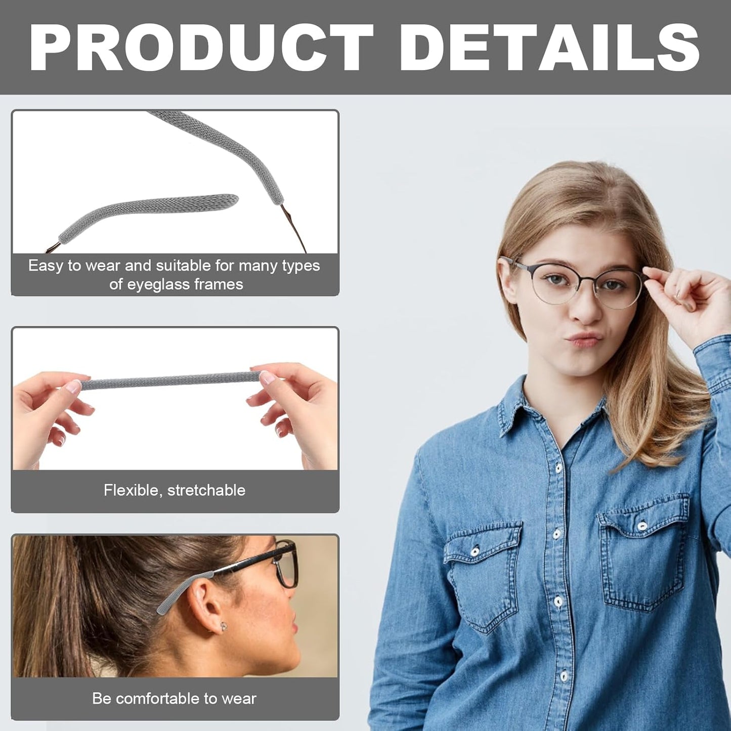 3 Pzas Almohadillas Oídos Gafas Algodón Suave