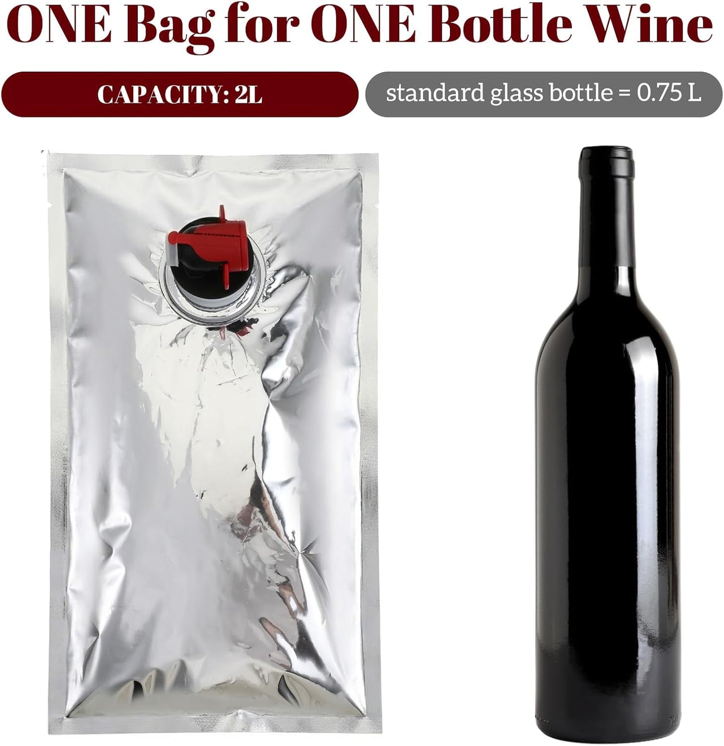 4 Pzas Bolsas Vino Recargable 1L Con Boquilla