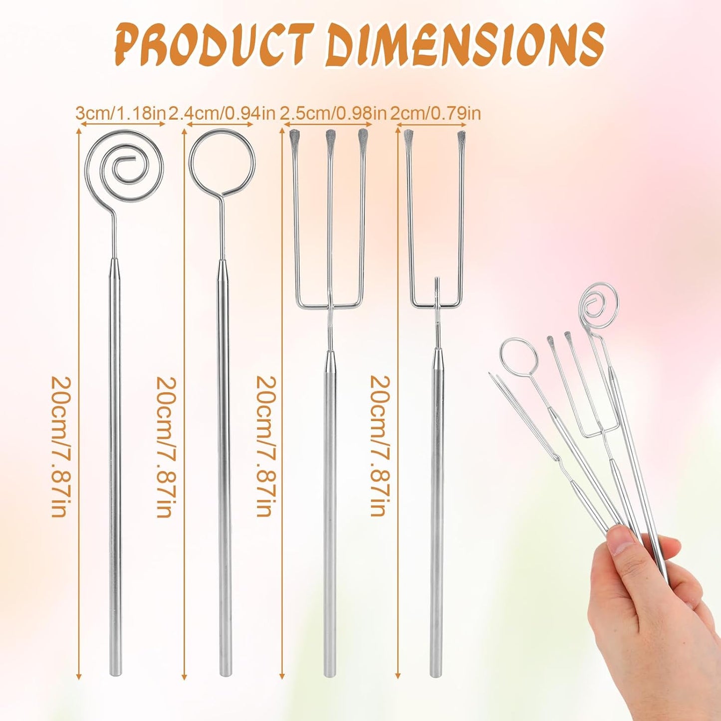 4 Herramientas Inmersión Chocolate Acero Inox Cuchara Espiral