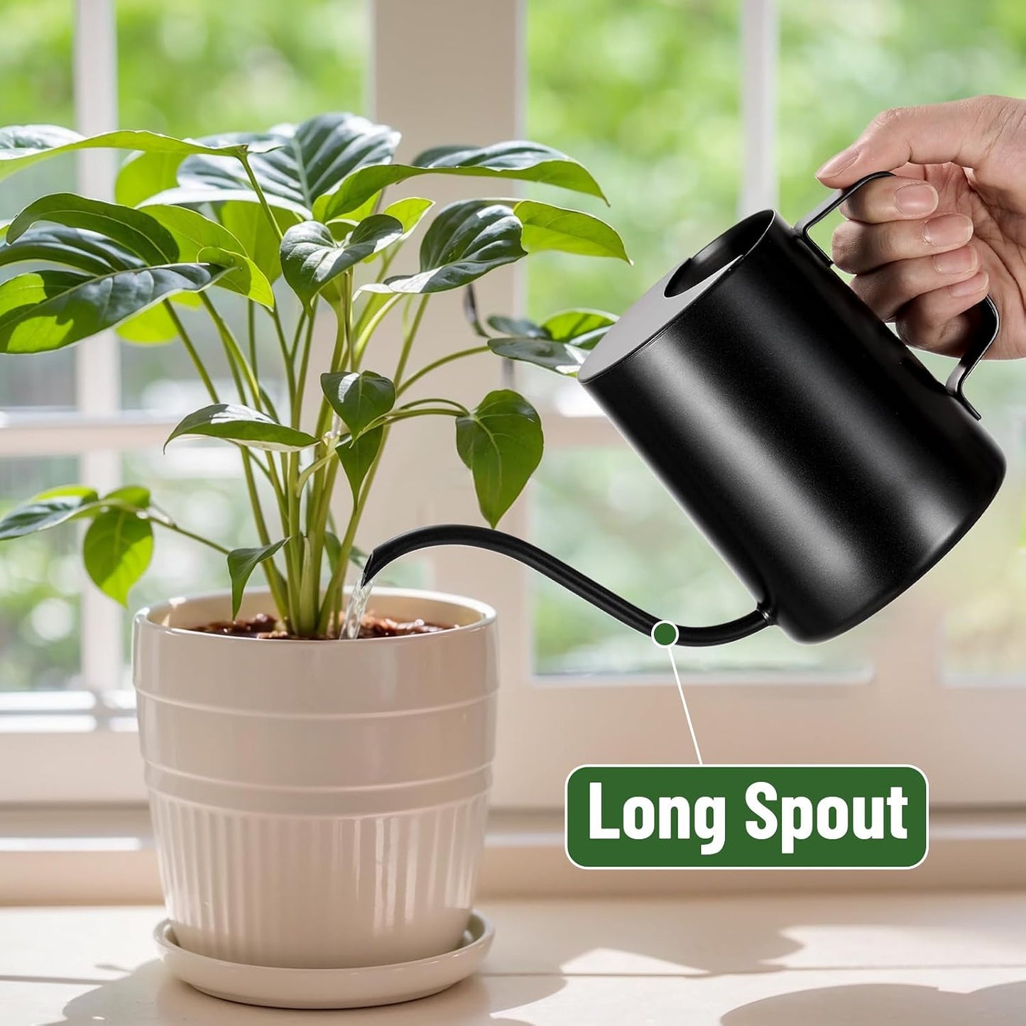 Regadera acero inox 20oz boquilla larga negro
