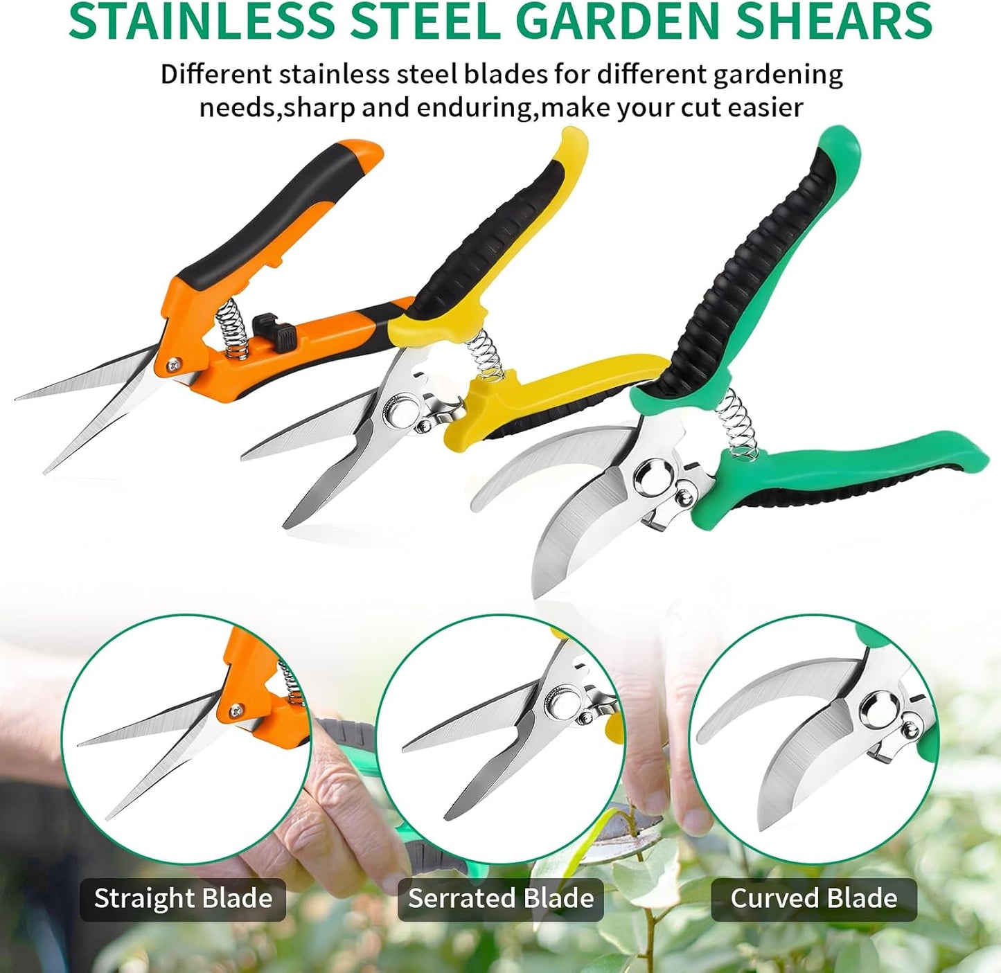 Tijeras de podar acero inox set 3