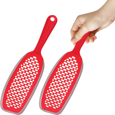 Escobilla cocina con colador silicona agarres antideslizantes 2 pzas rojo
