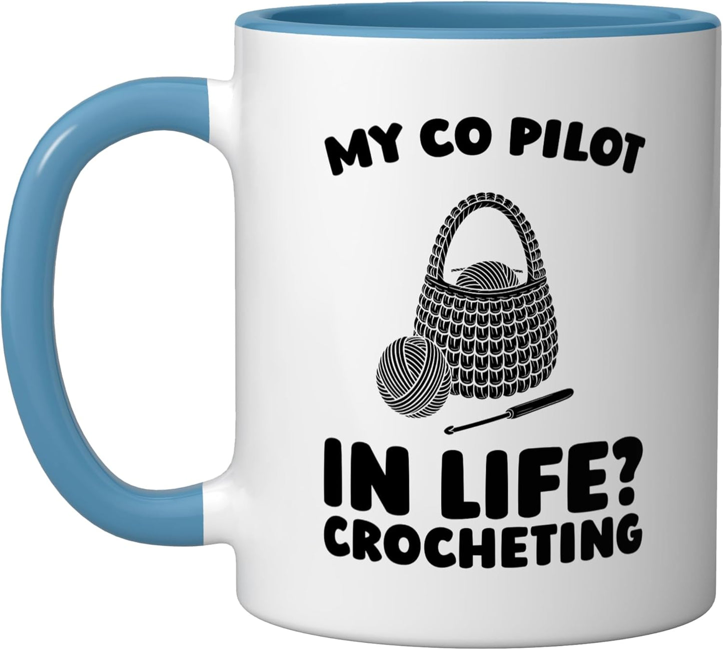 Taza Cerámica para Crochet en Azul/Blanco
