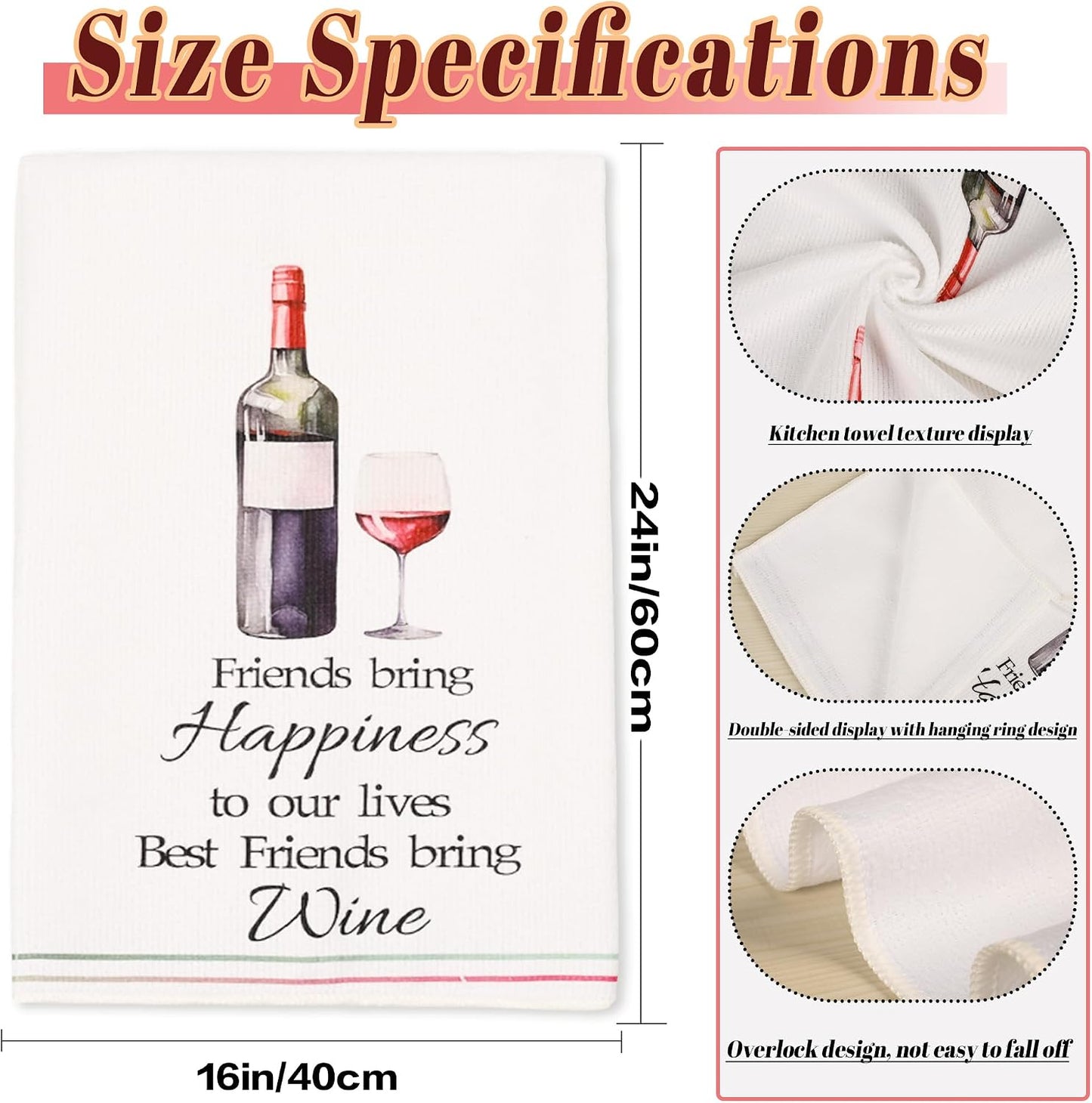 Set 2 toallas cocina Funny Wine 16x24pulg