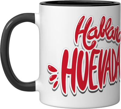 Taza de cerámica Perú Hablando Huevadas negra/blanca