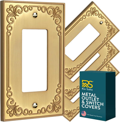 Placa interruptor basculante metal dorado cepillado decoración GFCI