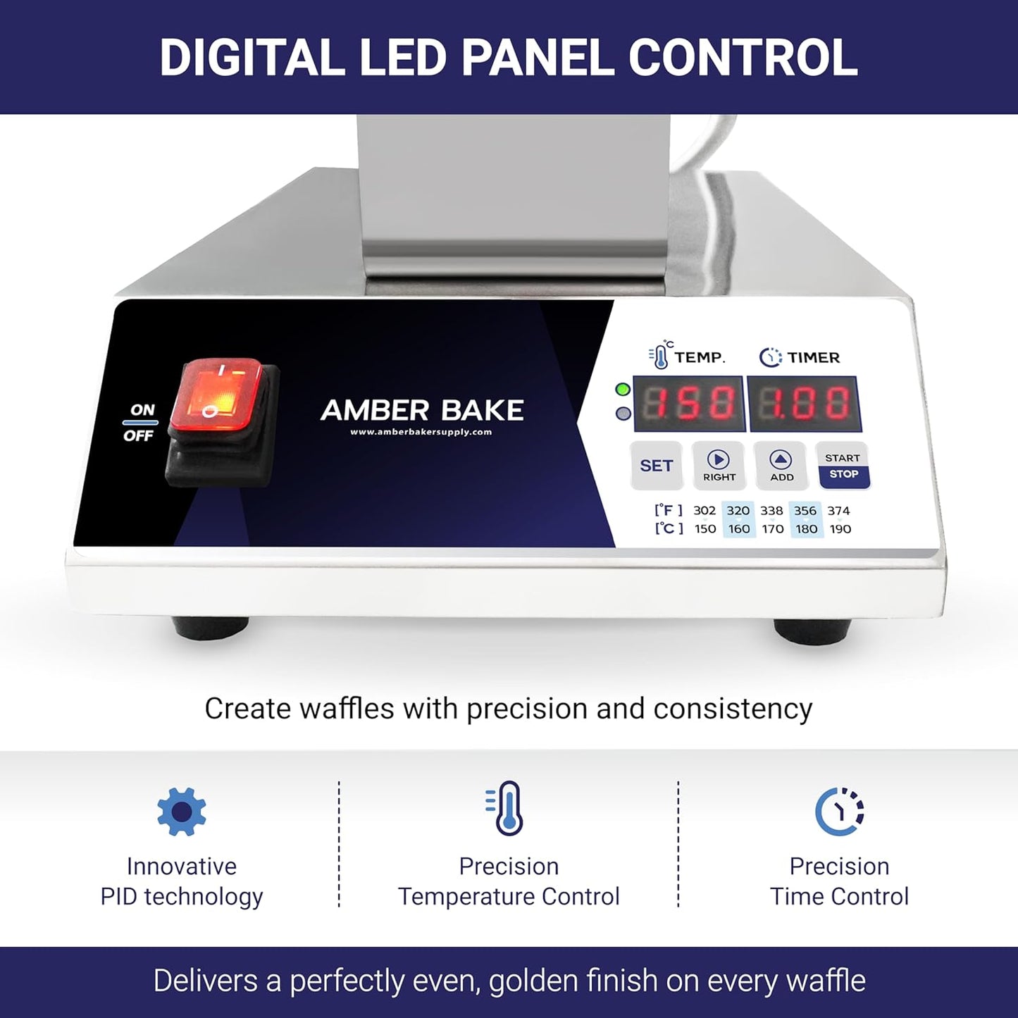 Makina de waffles con control digital y placas antiadherentes