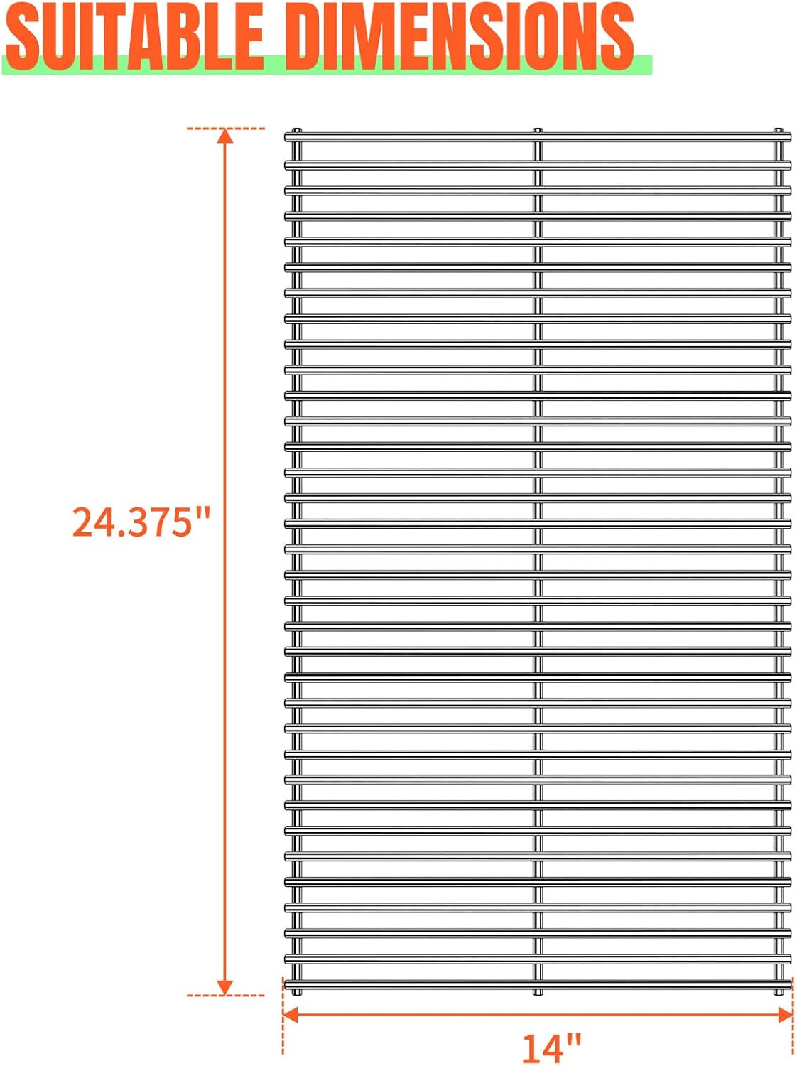 Parrilla acero 14x24pulg repuesto para parrilla cocina