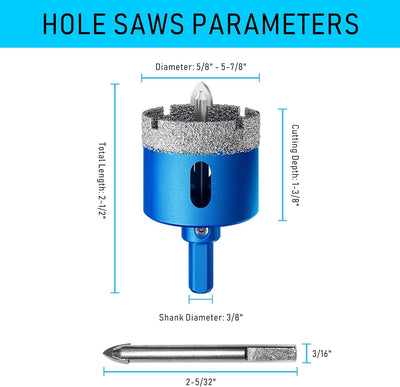 Sierra perforadora diamante 5/8pulg para porcelana y vidrio