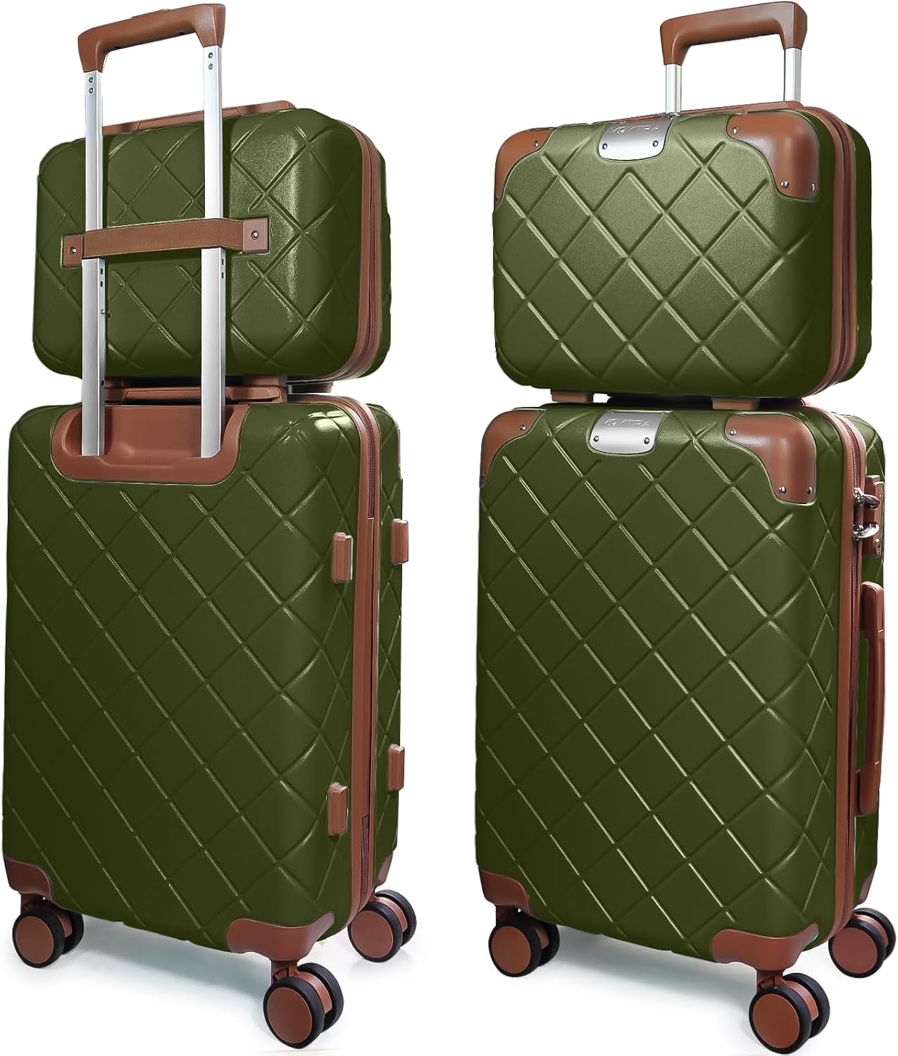 Set 4 maletas ABS 8 ruedas suaves para viaje Verde