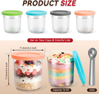 Set 4 Pzas Crema Tapas 16oz Comp Sin BPA
