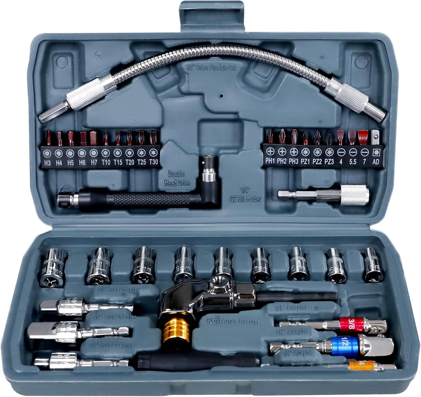 Set 39 Pzas Broca Flexible con Adaptador 105° Soportes Magnéticos