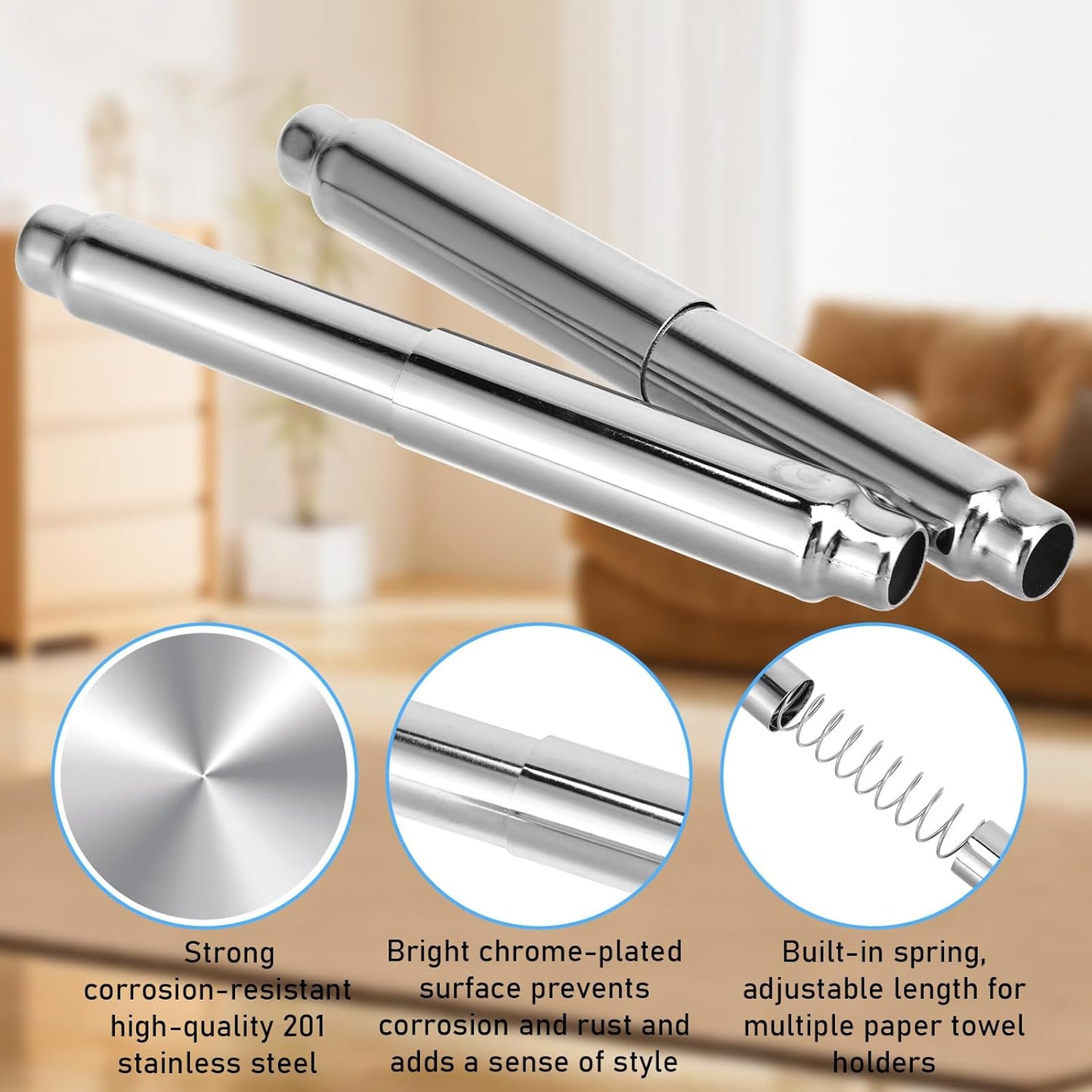 2 Pzas Soporte Papel Higiénico Acero Inox Ajustable Cromado