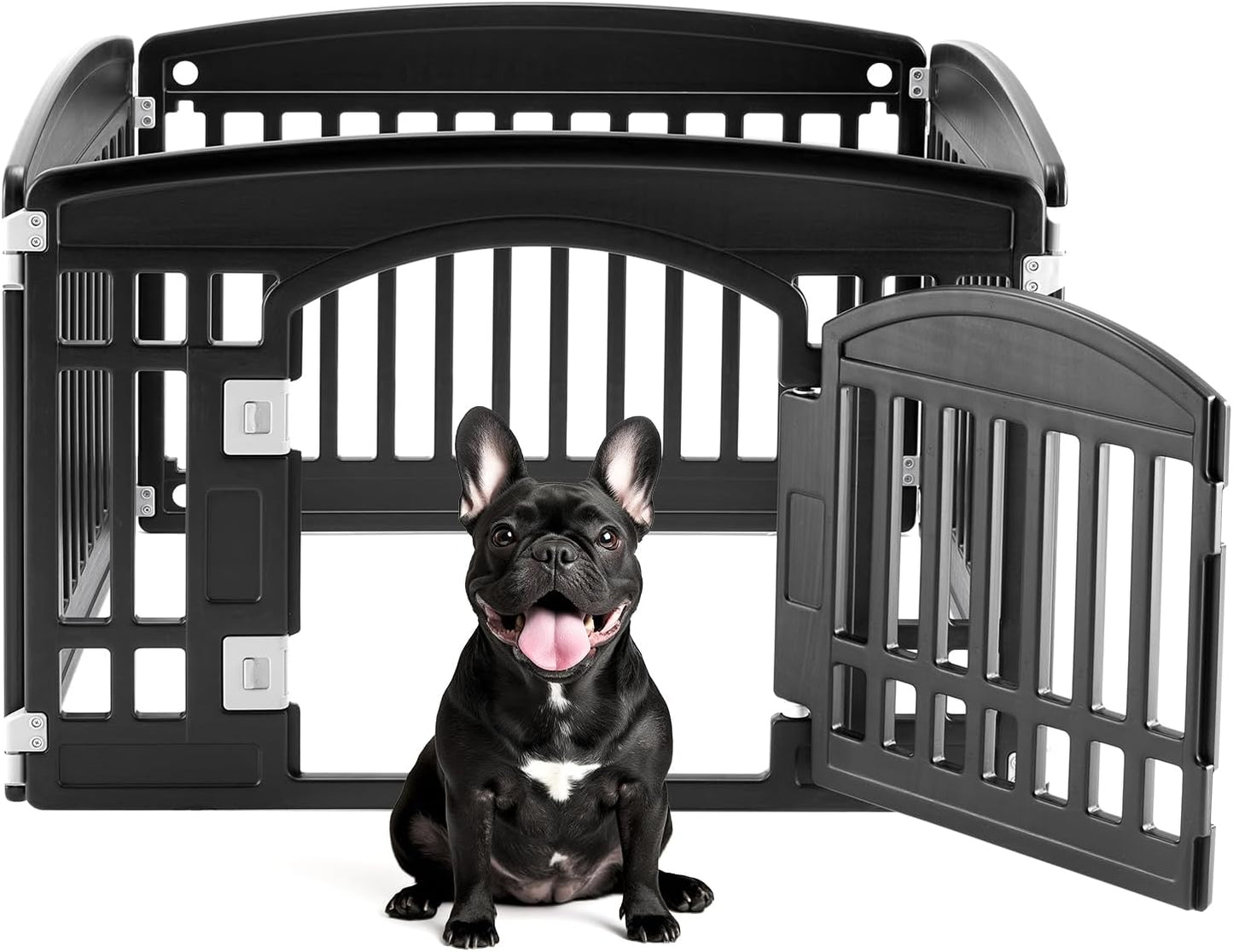 Corralito para perros 4 paneles 24pulg plástico puerta negro