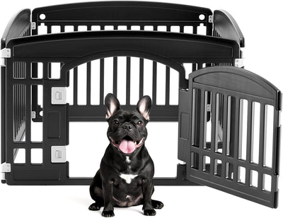 Corralito para perros 4 paneles 24pulg plástico puerta negro