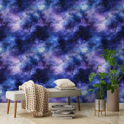 Papel tapiz adhesivo galaxia azul 17.71x118.1pulg estrellas nubes