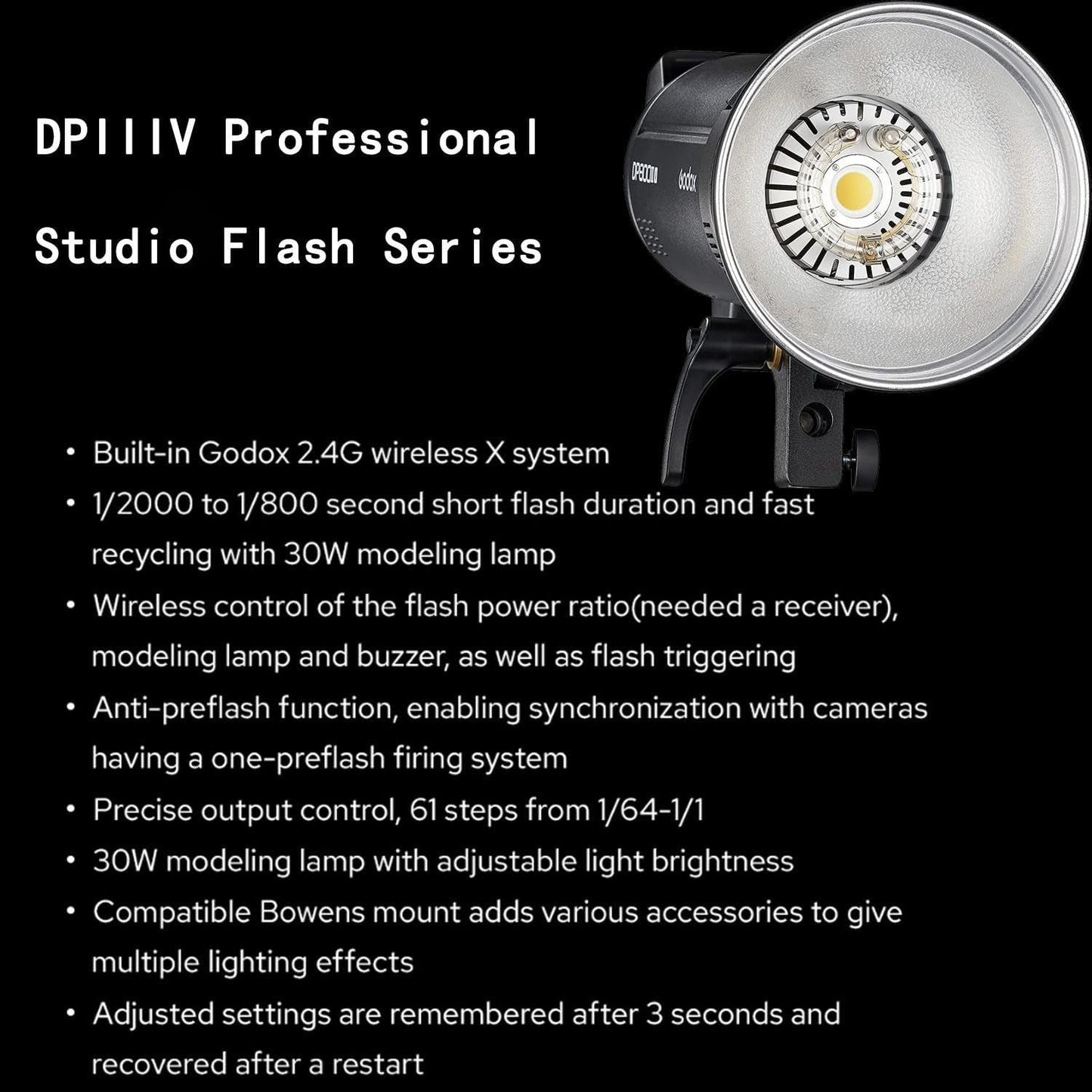 Luz flash estroboscópica profesional GN106 0.1-1s 30W LED para boda
