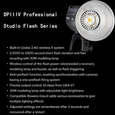 Luz flash estroboscópica profesional GN106 0.1-1s 30W LED para boda