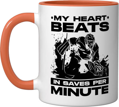 Taza Cerámica para Portero de Hockey Naranja/Blanco
