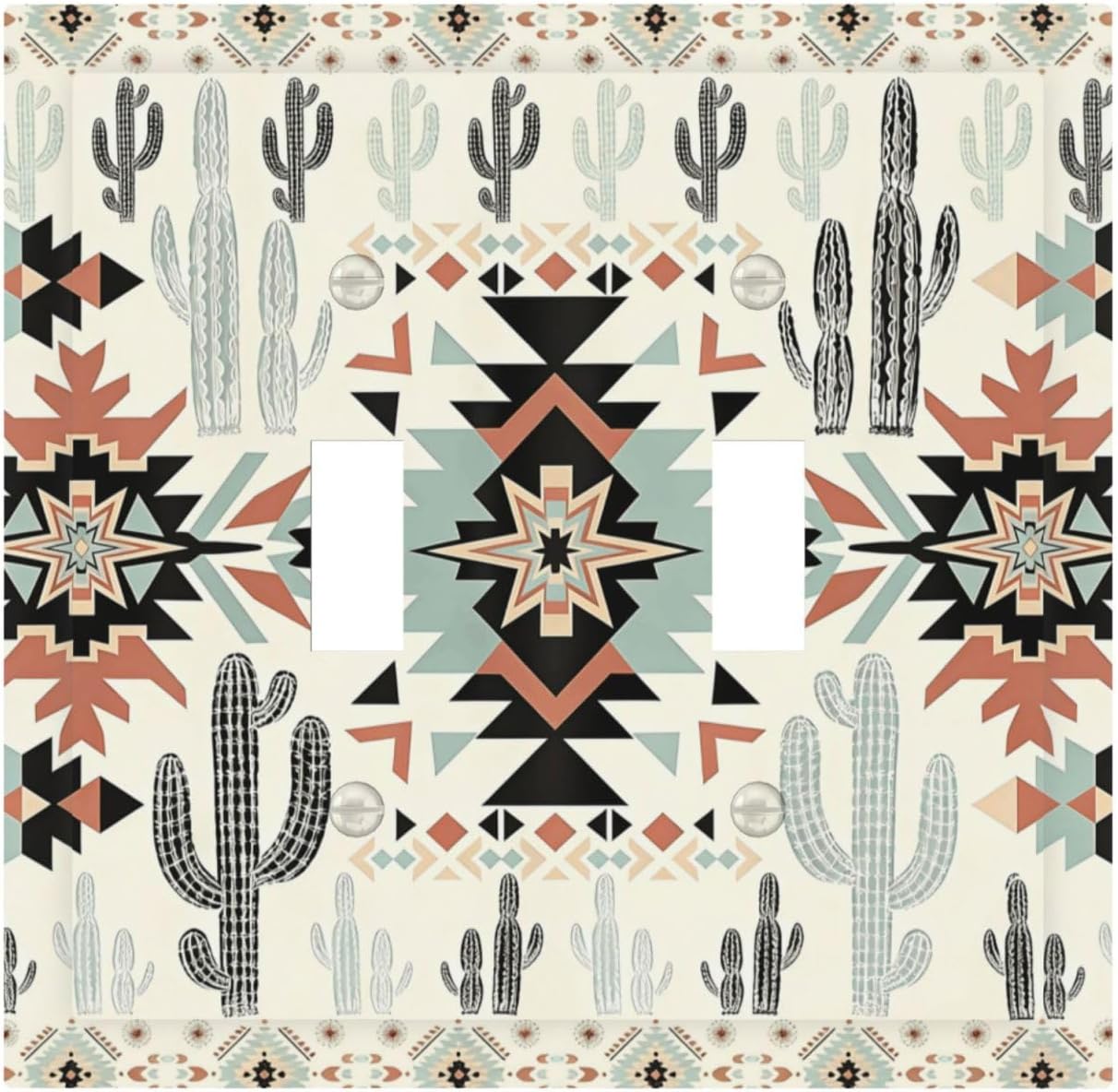 Placas cactus azteca estilo bohemio tribal con interruptor