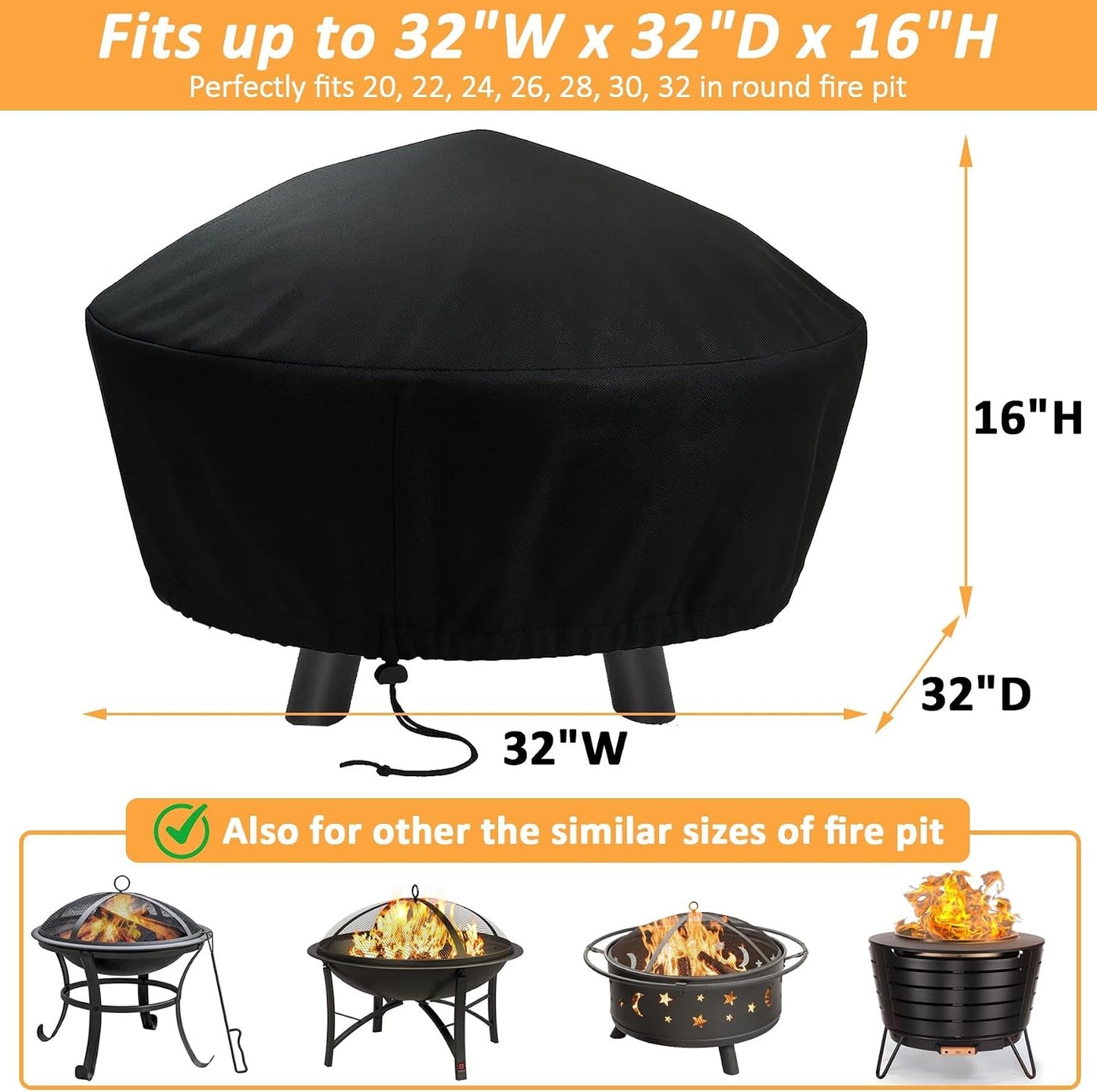 Cubierta para fogata redonda 32pulg 600D impermeable