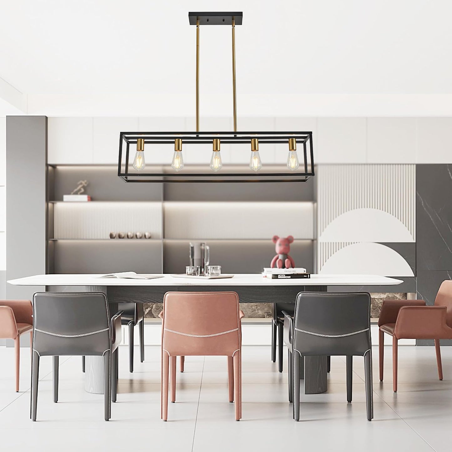 Lámpara colgante industrial mate 5 luces para cocina y comedor