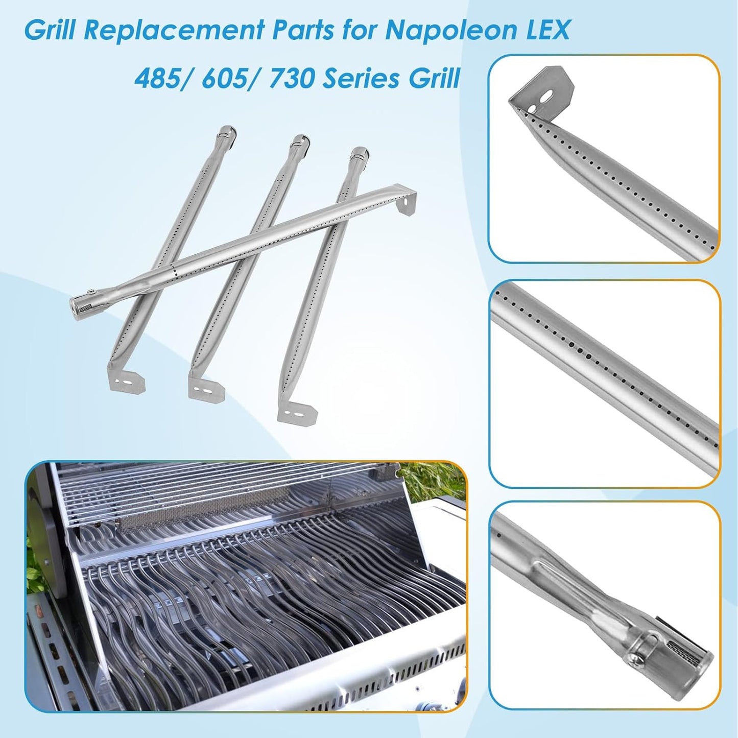 Piezas parrilla Napoleon LEX 485 605 730 Mirage 16.5pulg
