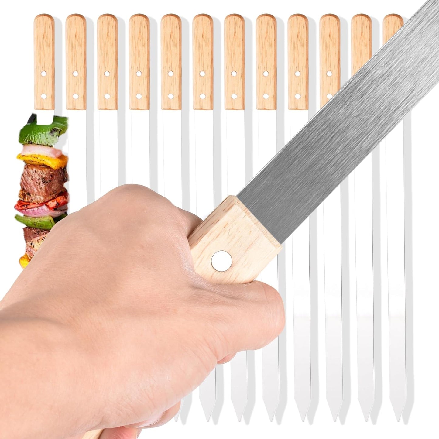 Juego 12 Brochetas Acero Inox 23.5pulg para Koubideh