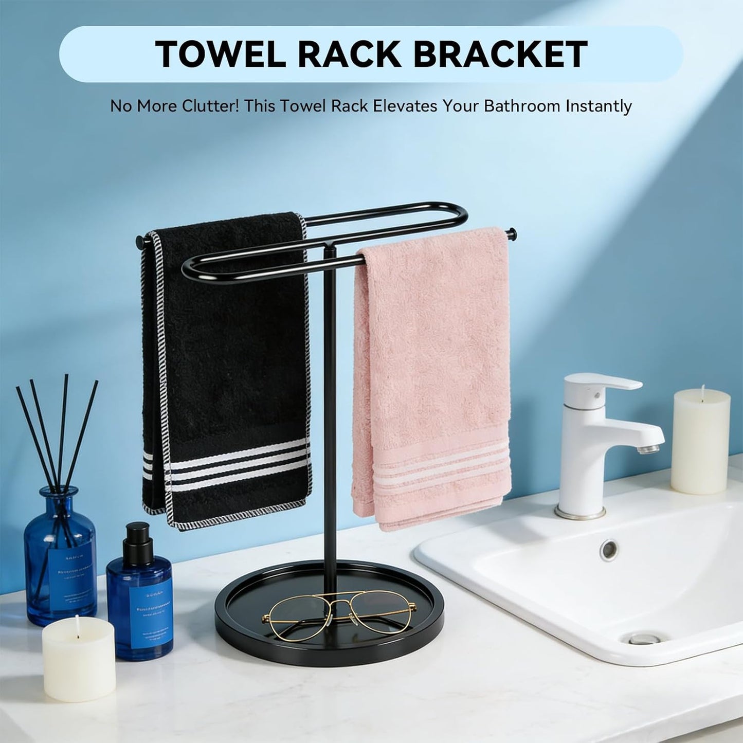 Toallero forma S baño 14pulg antideslizante para 2 toallas
