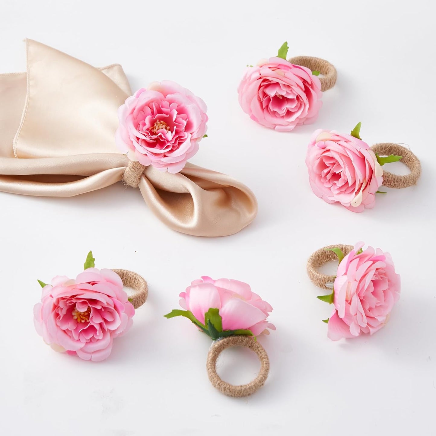 Juego de 6 servilleteros florales de primavera para bodas y fiestas