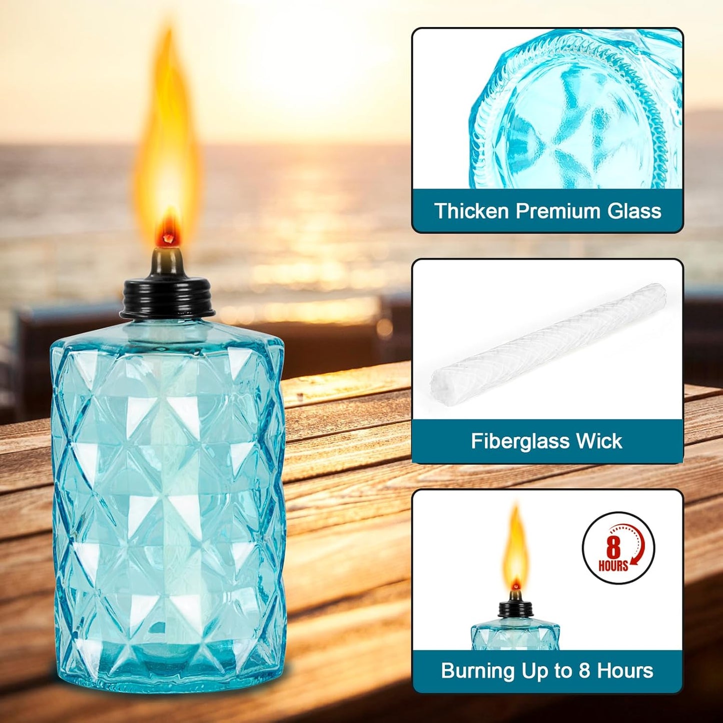 Antorcha cristal patio fiesta luau recipiente 12oz