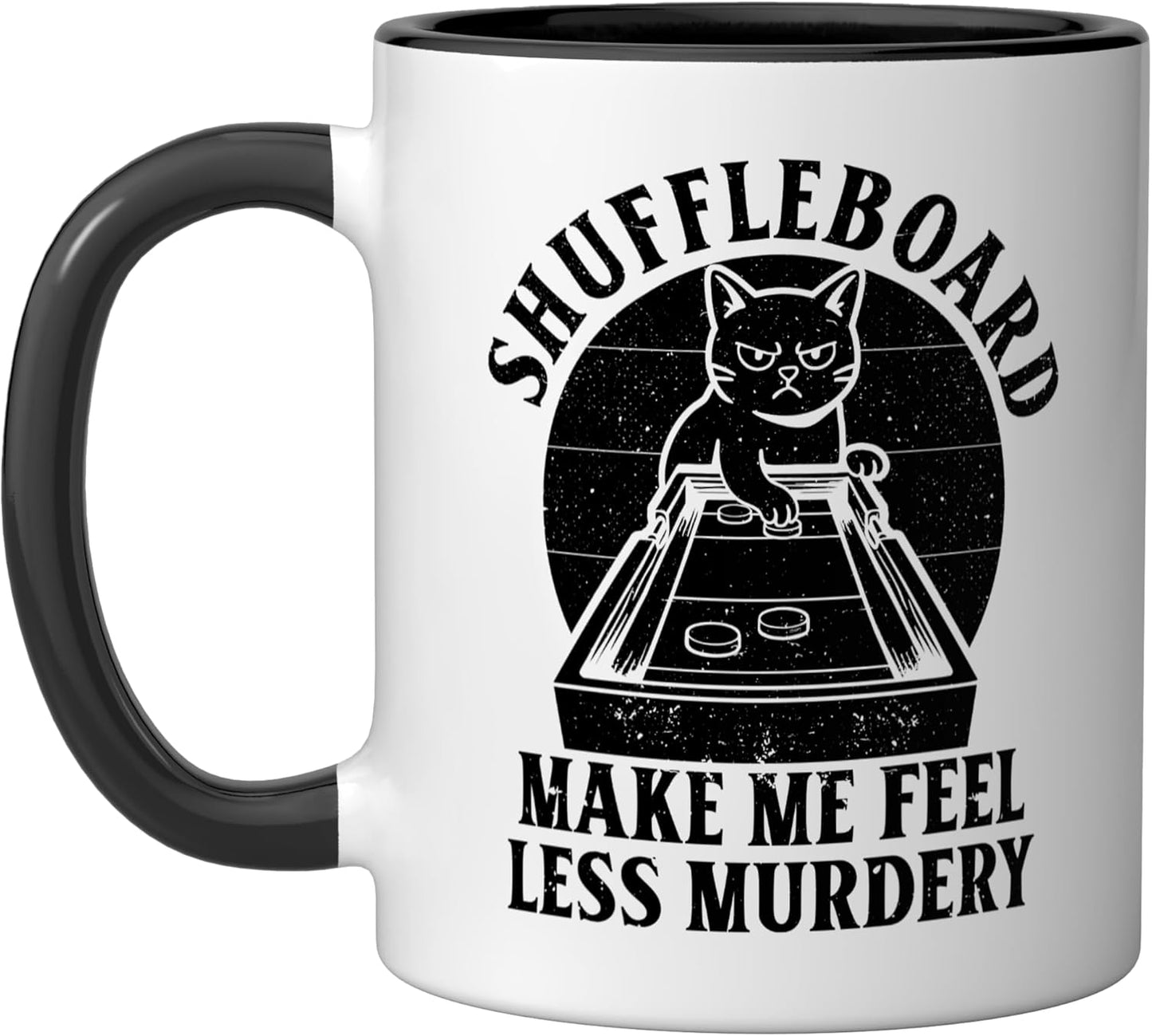 Taza Cerámica con Dibujo Humorístico Negro/Blanco