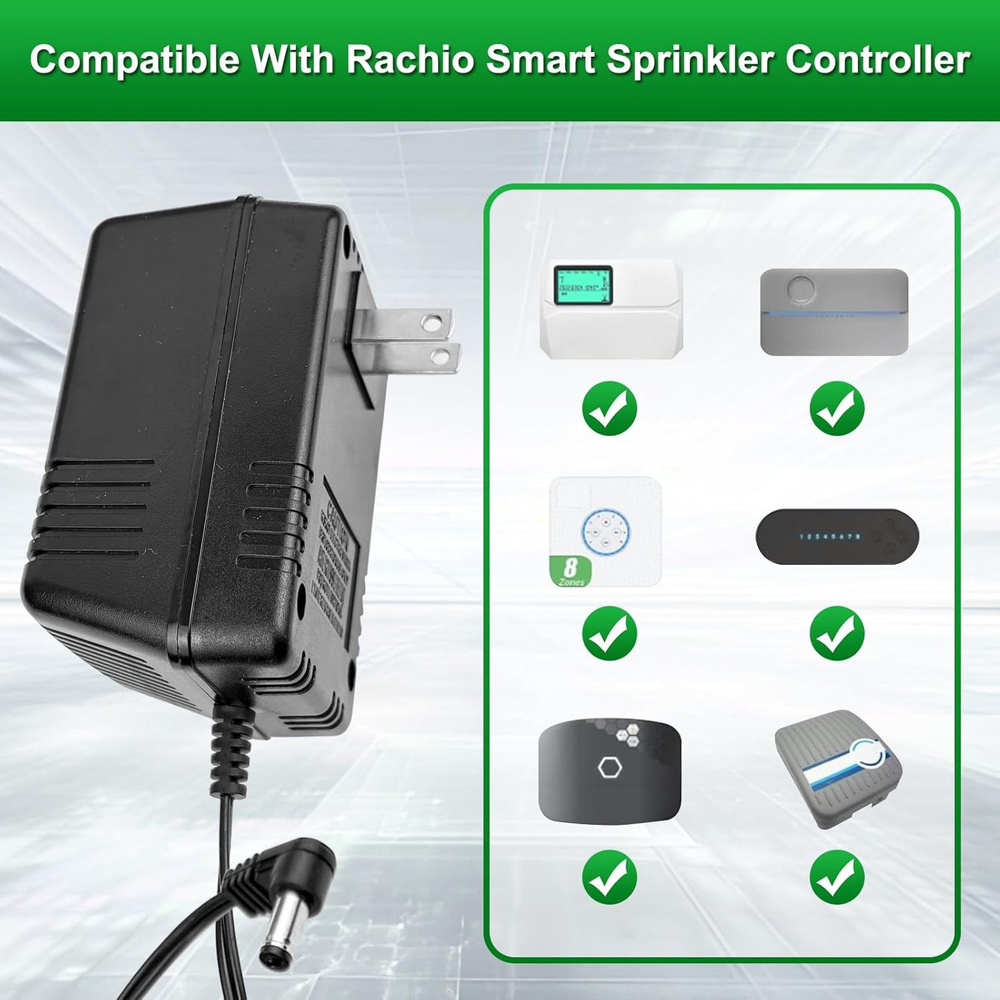 Transformador 24V 1000mA para controlador Rachio