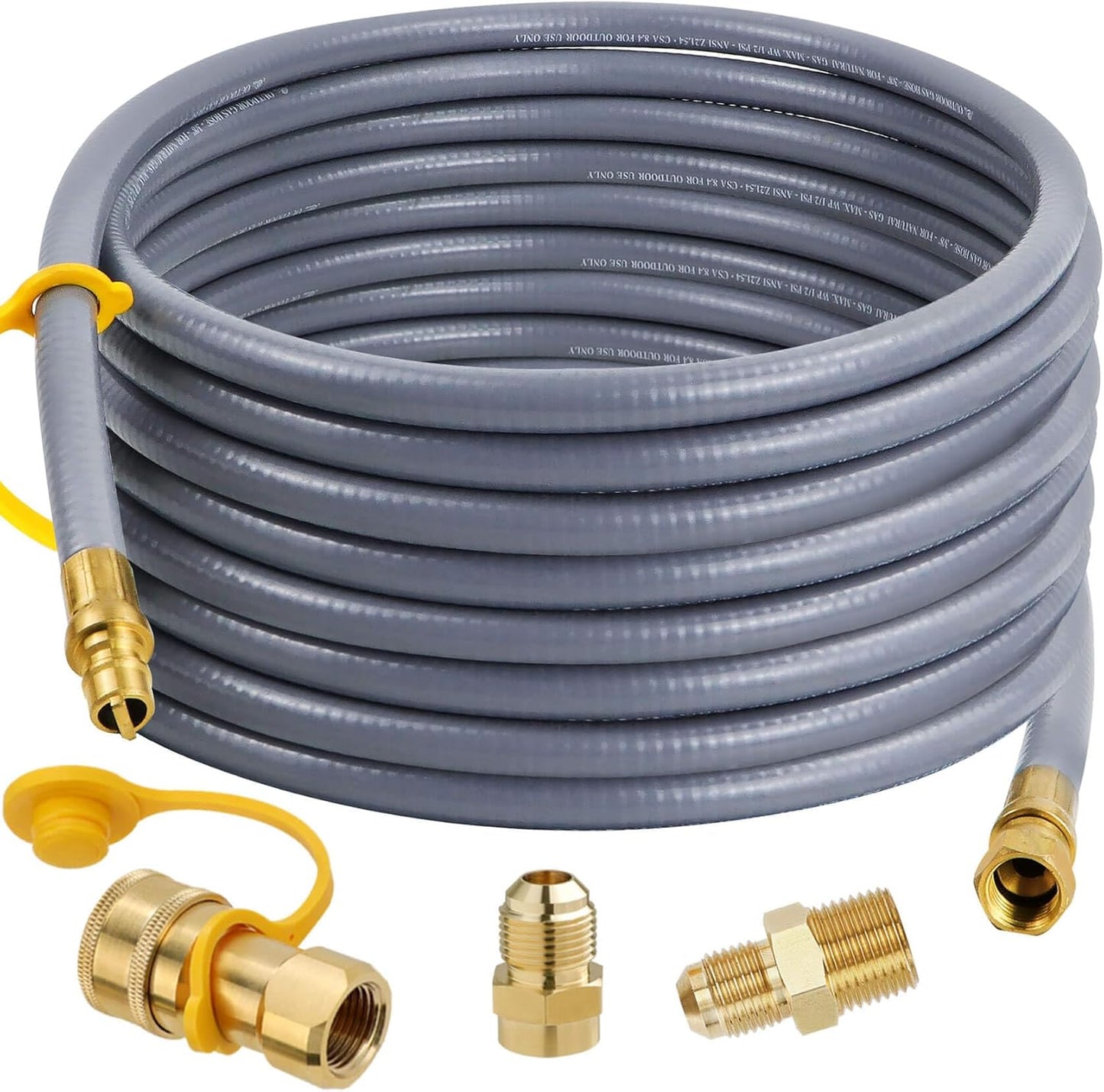 Manguera gas natural 48ft 1/2pulg ID con adaptador