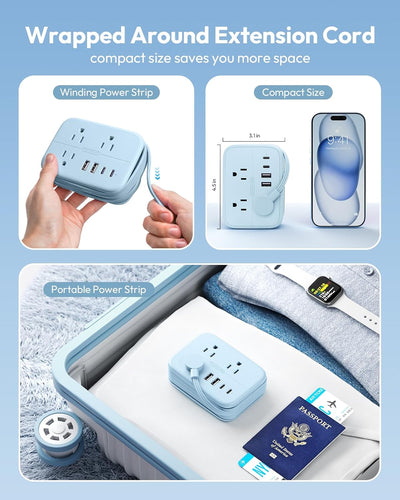Regleta viaje 6 tomas 4 puertos USB 4ft compacta