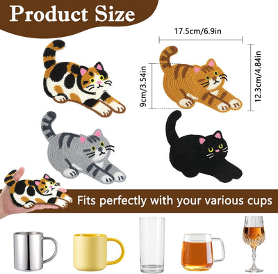 Posavasos tejidos gato para escritorio decoración regalo